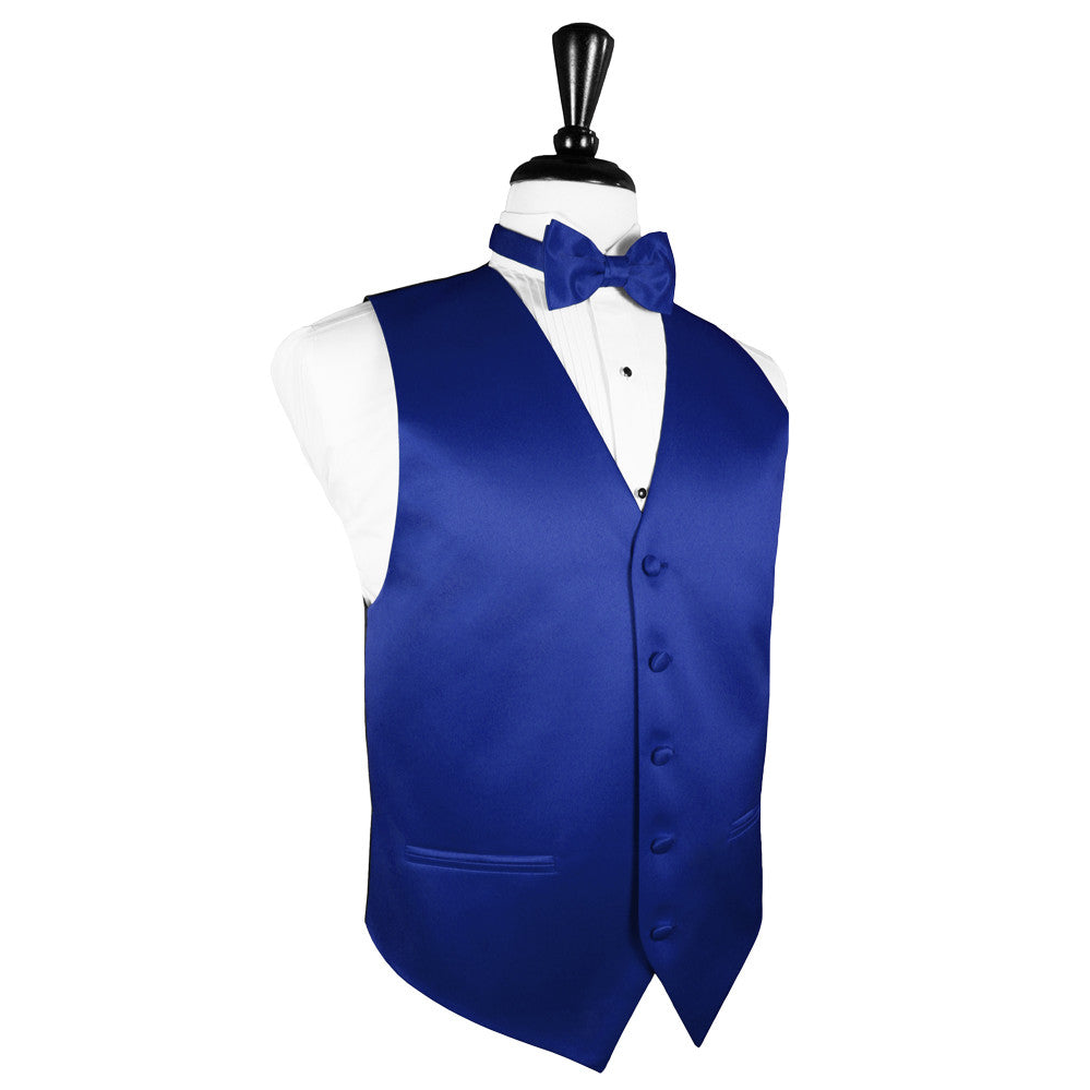 Mens Solid Satin Royal Blue Tuxedo Vest ...